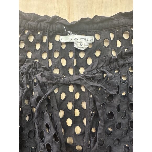 Anthropologie Ne Quittez Pas Eyelet Top Sz M Black Beachy Resort Whimsical Goth - Picture 2 of 6